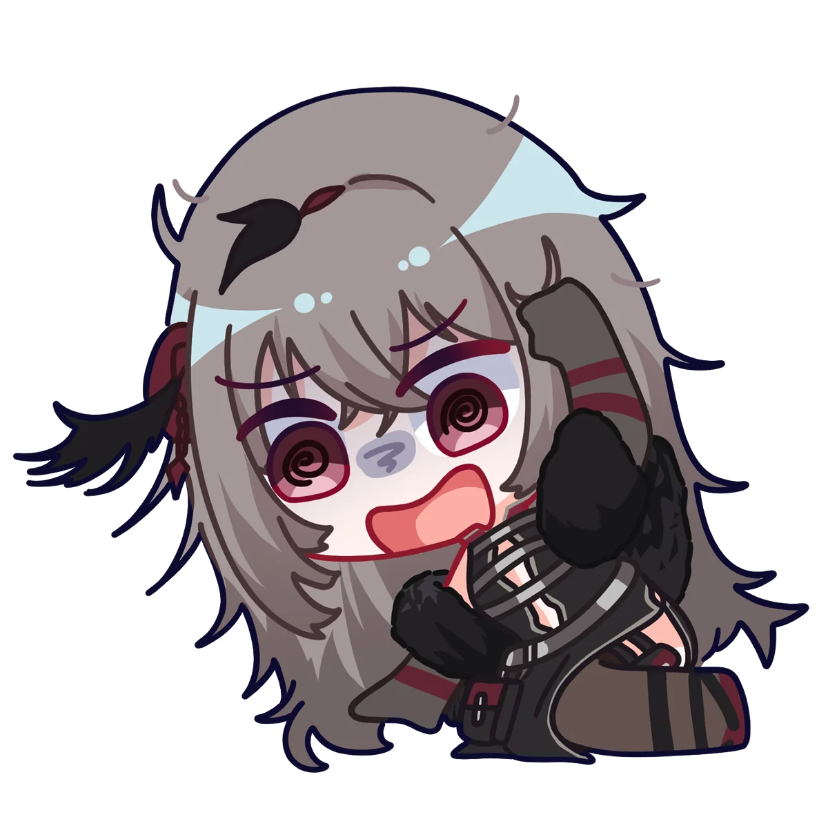 Chibi Viora wailing dramatically, arms flailing